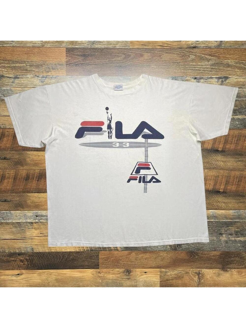 Vintage 90s Fila Basketball Grant Hill Single Stitch NBA White T-Shirt 2XL